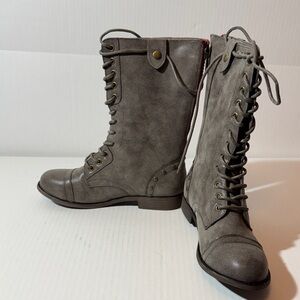 Madden Girl Taupe Lace-Up Combat Boots